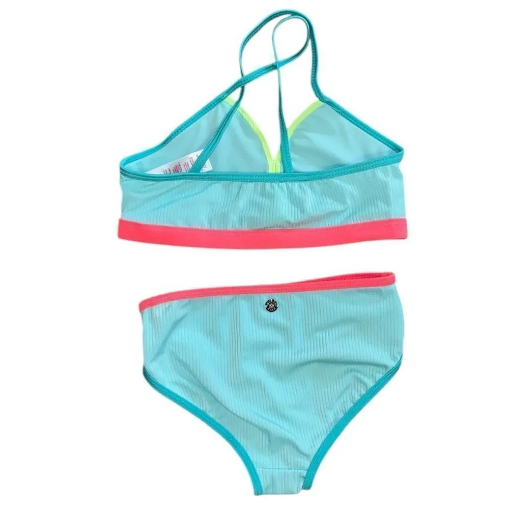 Justice Girls 2pc Bikini Blue & Pink Set(Size Small 7/8)